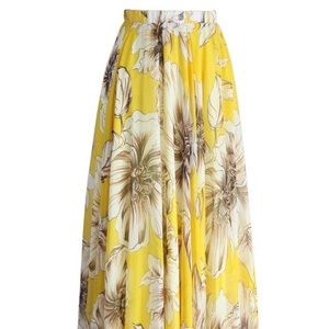 Yellow floral maxi skirt